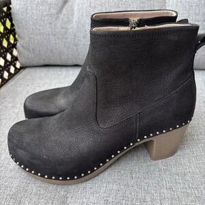 Dansko Black Ankle Boots with Brown Heel
